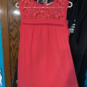 Coral color midi dress